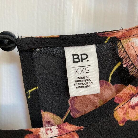BP. Nordstrom Floral Print Tiered Ruffle Oversized Blouse XXS 00 Black Boho - Picture 6 of 7